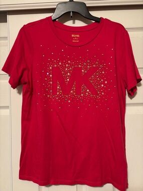 Michael Kors Red Tee with Gold Stud Logo